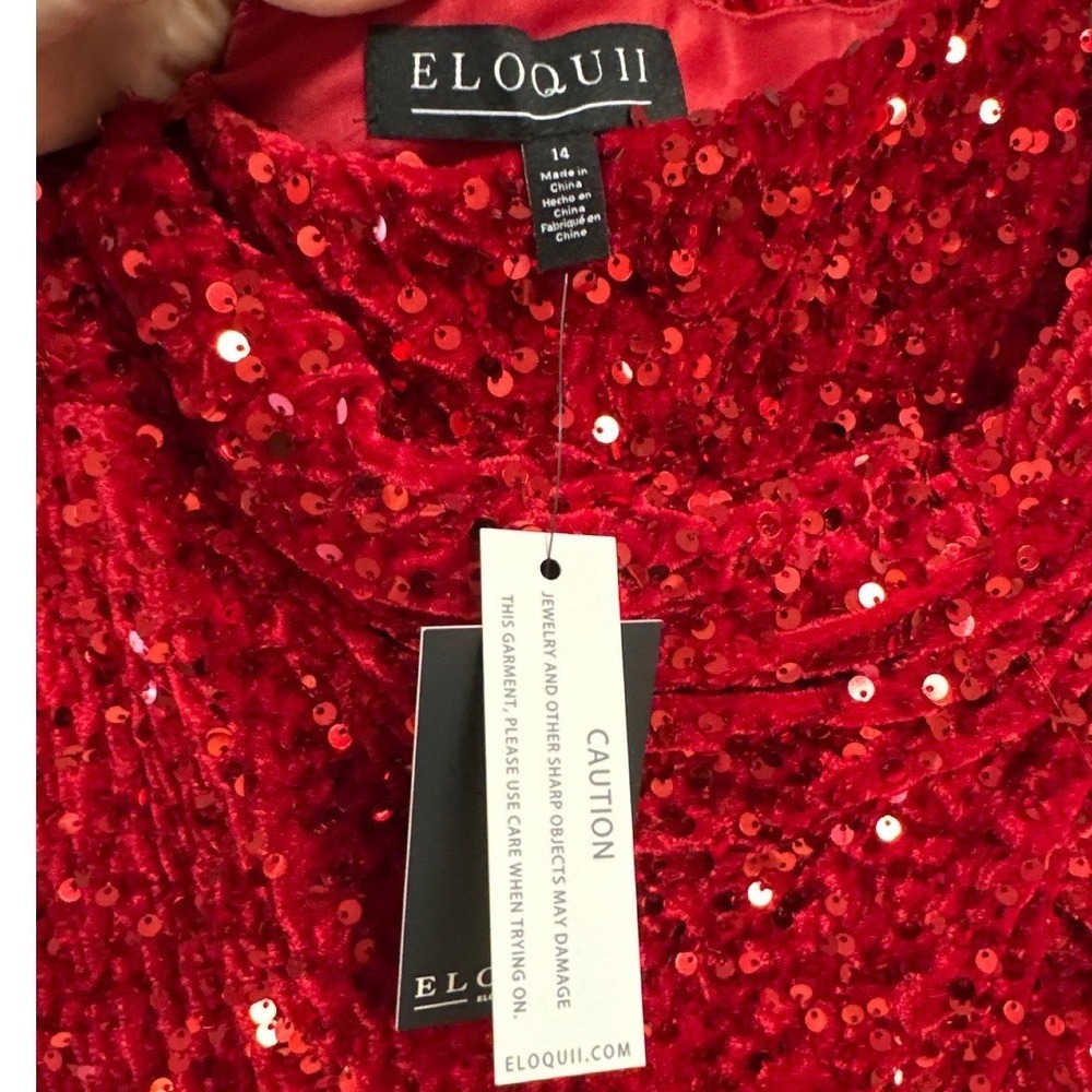 Glam Eloquii Red Sequin Wrap Maxi Skirt High Low Plus Size 14 New With Tags - Picture 5 of 6
